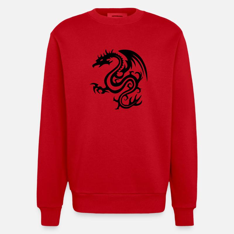 Drache - Heavyweight Oversized Organic Crew Neck Made in EU - Rot