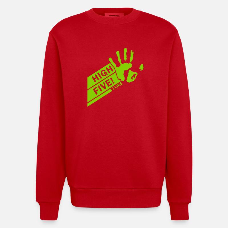 High Five einfarbig - Heavyweight Oversized Organic Crew Neck Made in EU - Rot