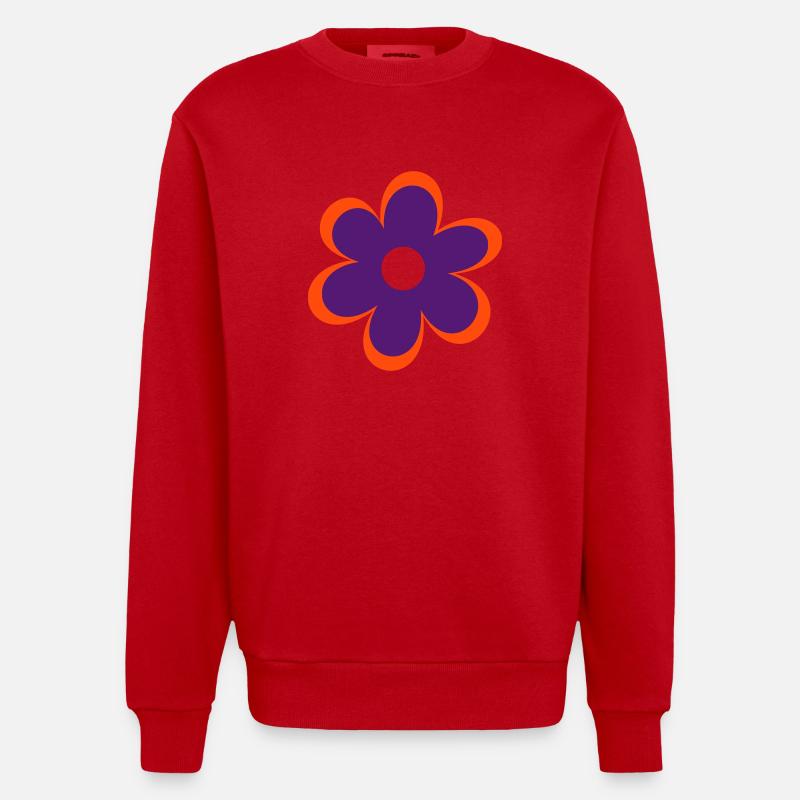 Fleurs - Sweat bio épais oversize fabriqué en UE - rouge