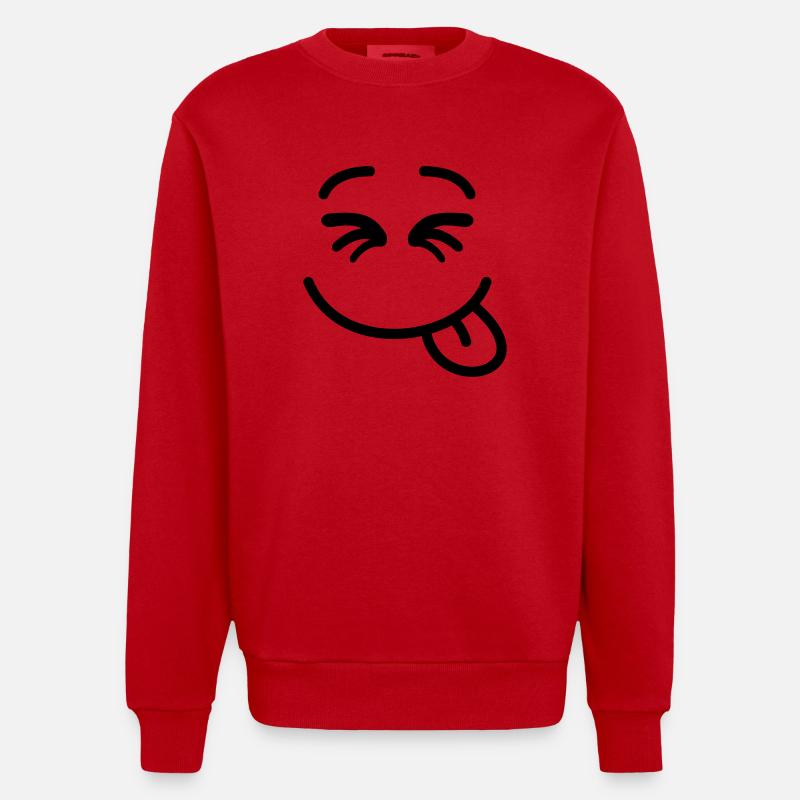 smiley_f1 - Sweat bio épais oversize fabriqué en UE - rouge