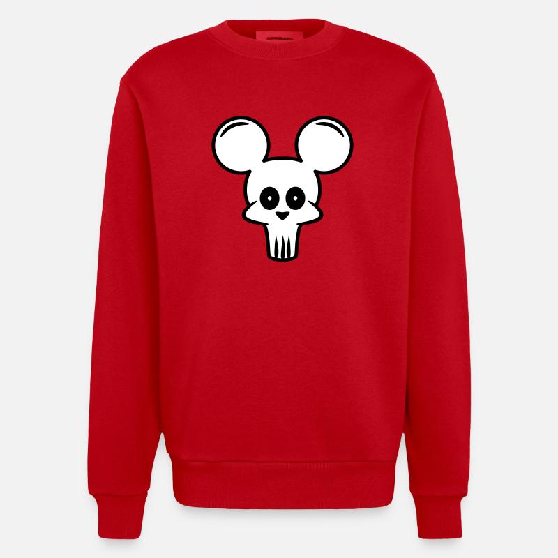 mouse skull - Heavyweight Oversized Organic Crew Neck Made in EU - red