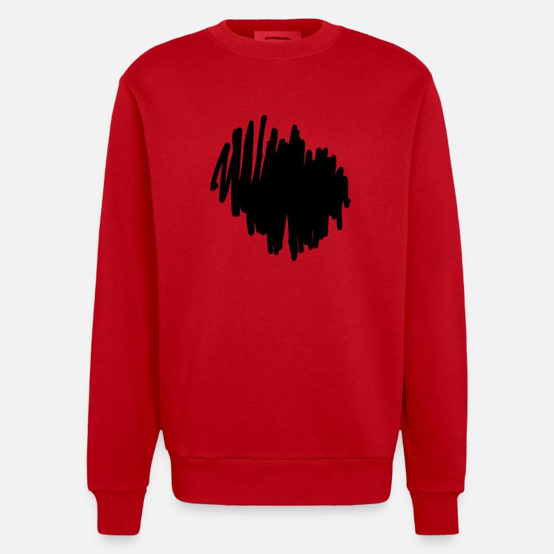 Scribble Gekritzel Hintergrund - Sweat bio épais oversize fabriqué en UE - rouge