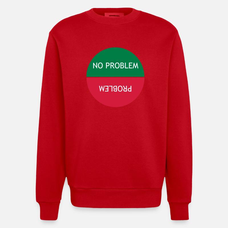 No problem vs Problem - Heavyweight Oversized Organic Crew Neck Made in EU - red