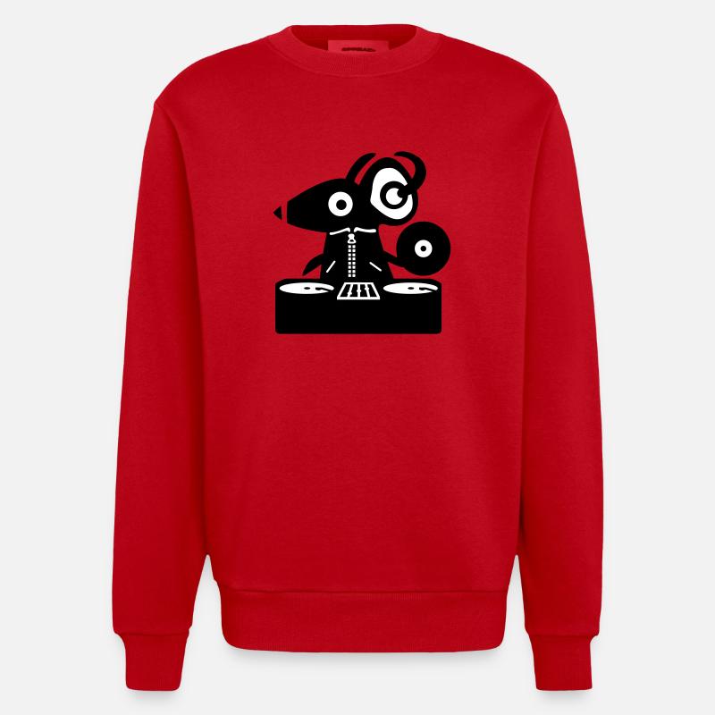 DJ Mouse - Rat - Heavyweight Oversized Organic Crew Neck Made in EU - red