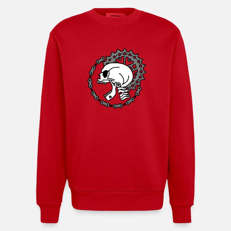 Skull Chain Punk-3c - Heavyweight Oversized Organic Crew Neck Made in EU - Rot