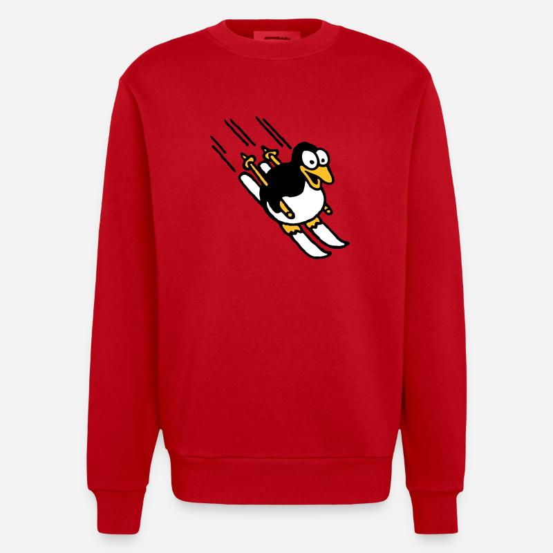 pinguin_ski_022011_e_3c - Heavyweight Oversized Organic Crew Neck Made in EU - red