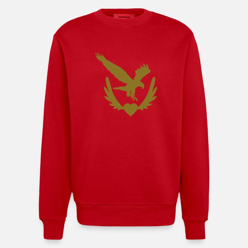 winged_cœur_aigle - Sweat bio épais oversize fabriqué en UE - rouge