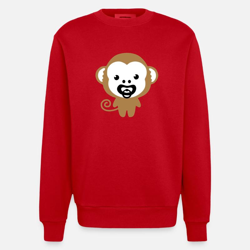 monkey with soother - Sweat bio épais oversize fabriqué en UE - rouge