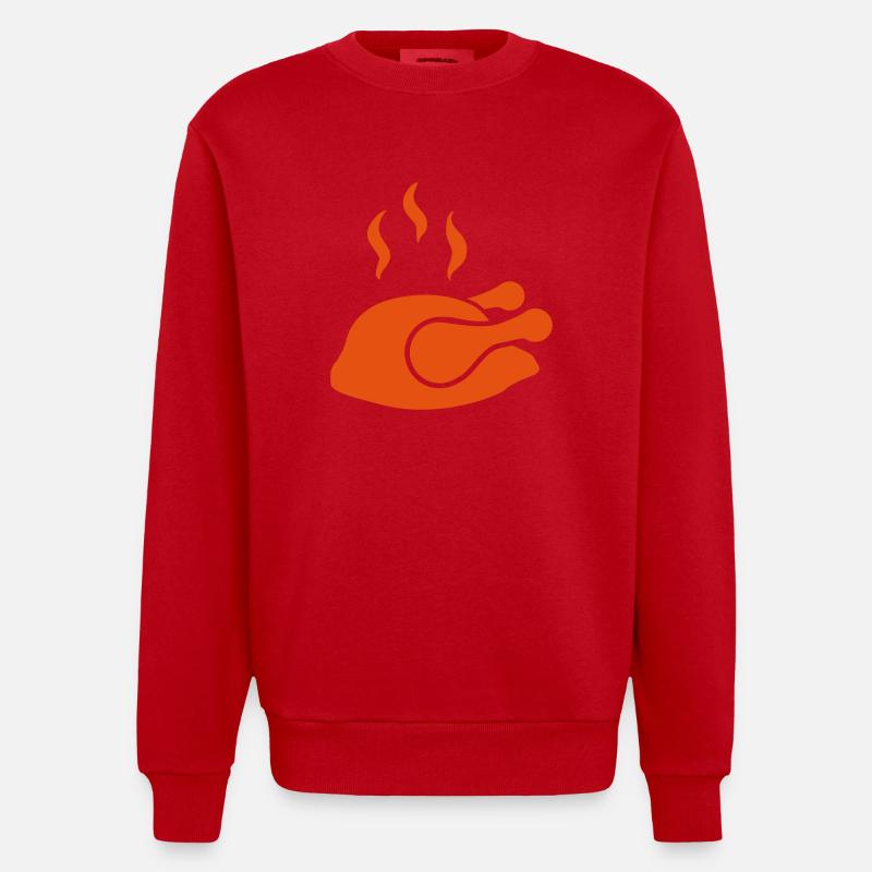 Hähnchen - Heavyweight Oversized Organic Crew Neck Made in EU - Rot