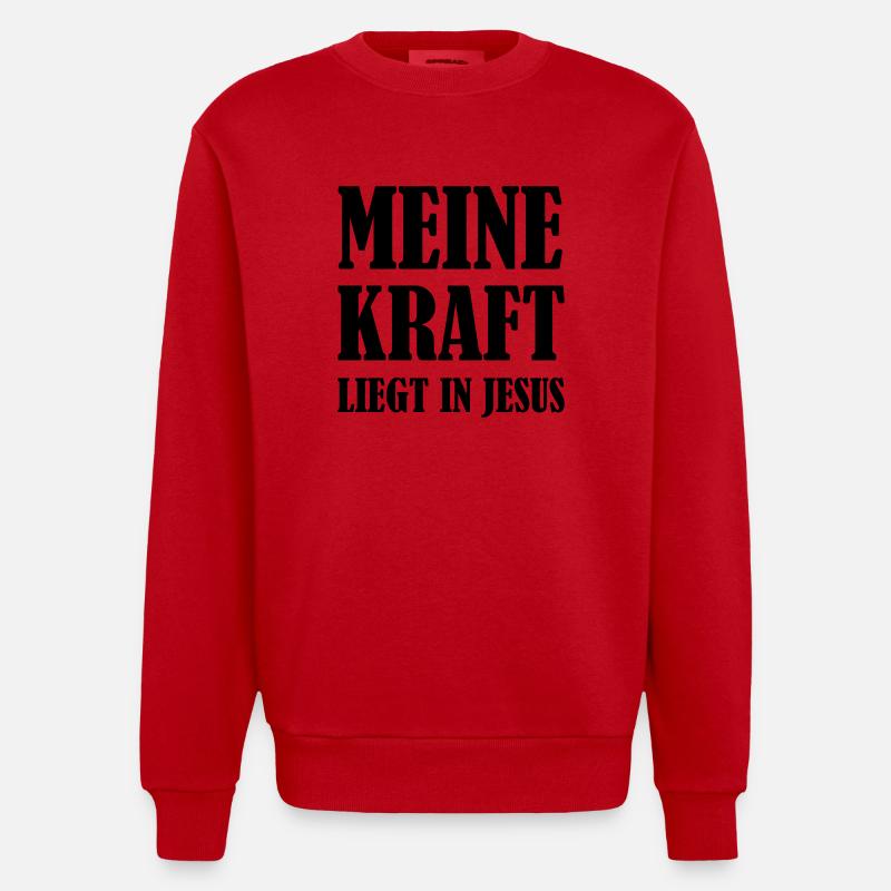 kraft_in_jesus_01 - Heavyweight Oversized Organic Crew Neck Made in EU - Rot