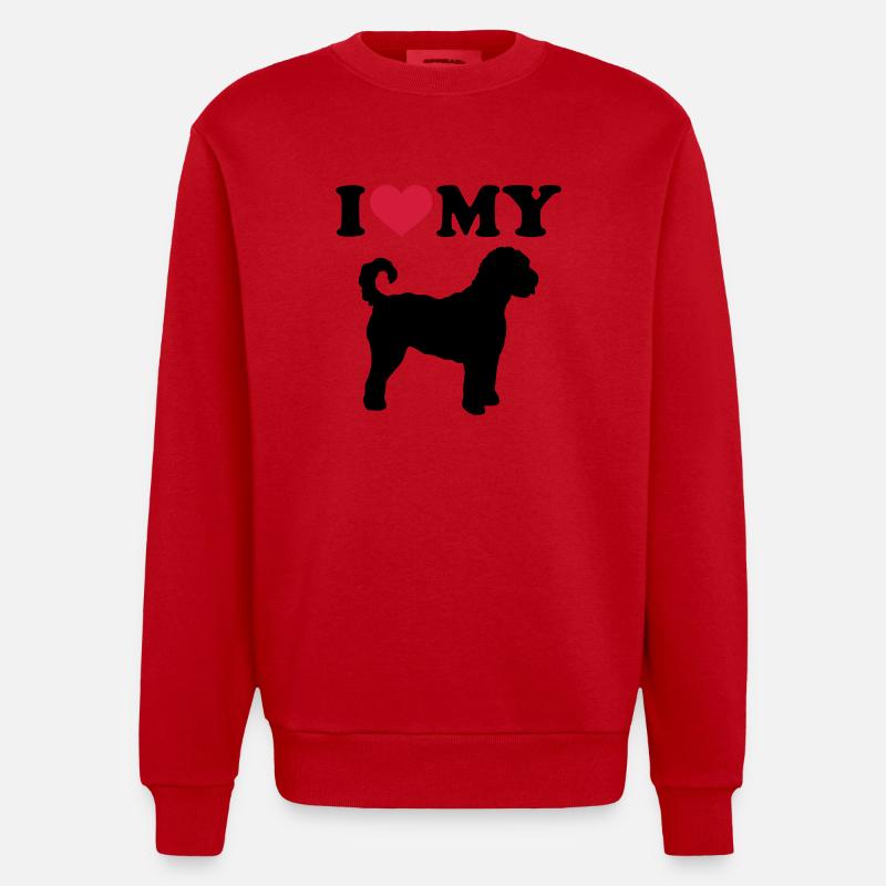 Labradoodle - Heavyweight Oversized Organic Crew Neck Made in EU - red