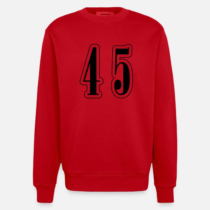 45 Symbole numérique - Sweat bio épais oversize fabriqué en UE - rouge