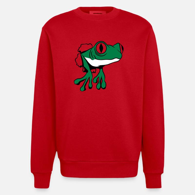 Frosch Loch witzig - Heavyweight Oversized Organic Crew Neck Made in EU - Rot