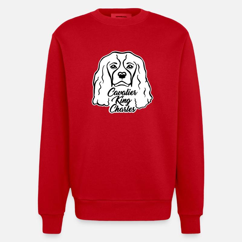 Cavalier King Charles - Heavyweight Oversized Organic Crew Neck Made in EU - red