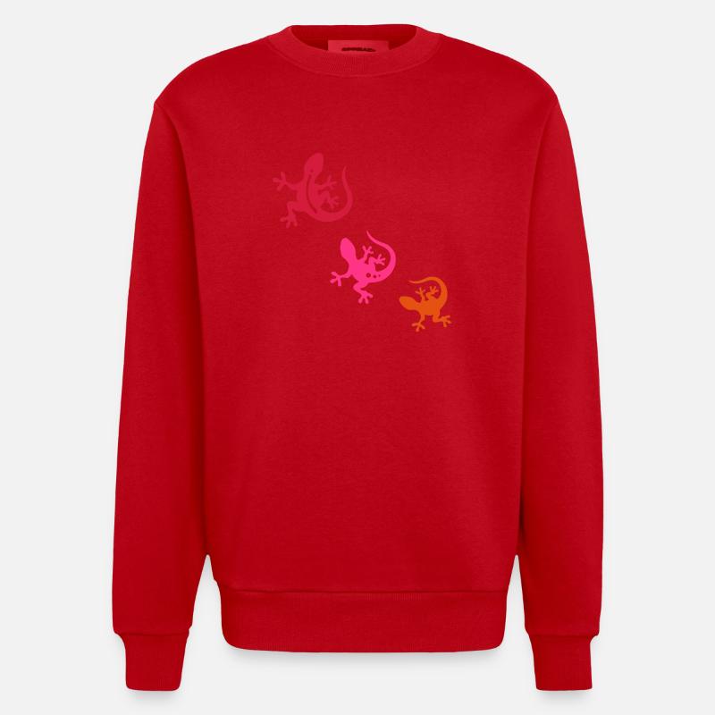 GECKO Terzett - Heavyweight Oversized Organic Crew Neck Made in EU - Rot
