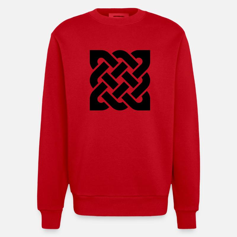 Celtic Square Knot - solid - Heavyweight Oversized Organic Crew Neck Made in EU - red