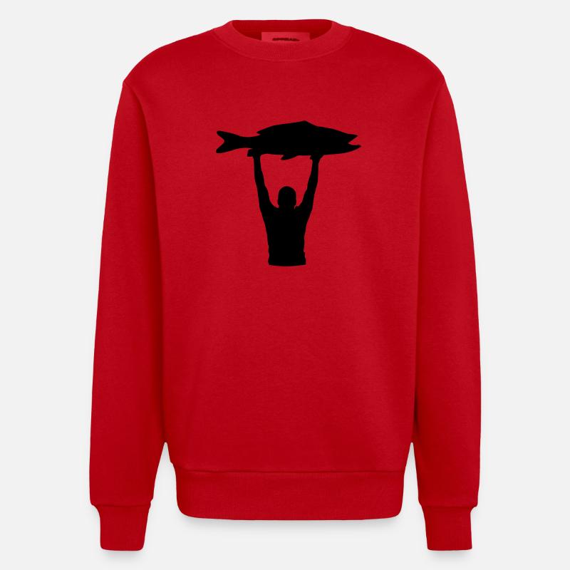 Trophée de pêche - Sweat bio épais oversize fabriqué en UE - rouge