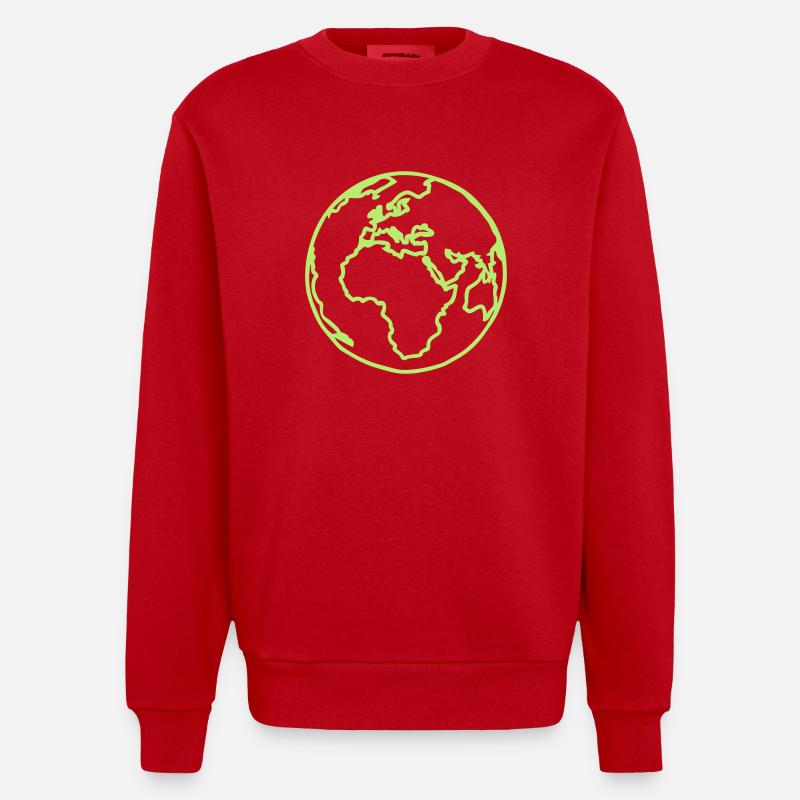 planete terre bleu4 - Sweat bio épais oversize fabriqué en UE - rouge