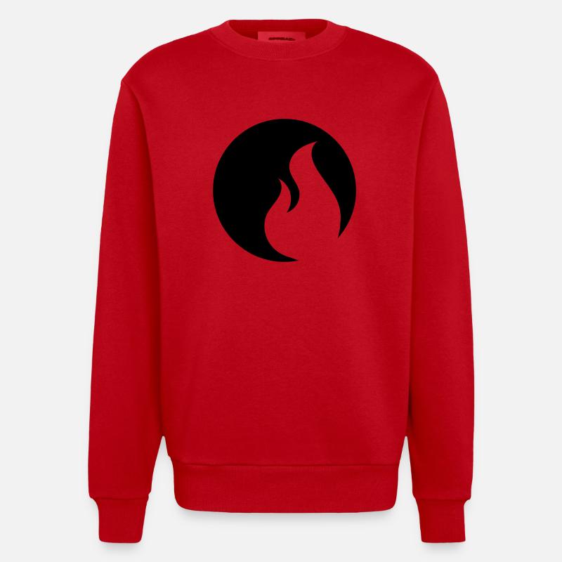 Fire Silhouette - Heavyweight Oversized Organic Crew Neck Made in EU - red
