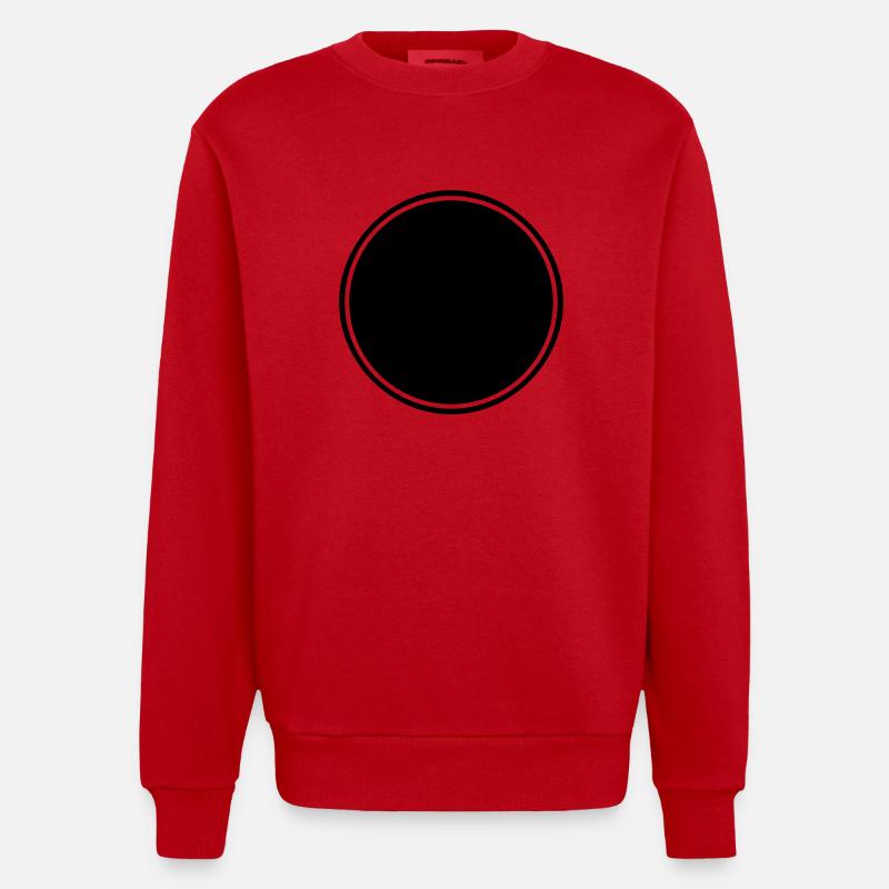 Button, mit Rahmen - Heavyweight Oversized Organic Crew Neck Made in EU - Rot