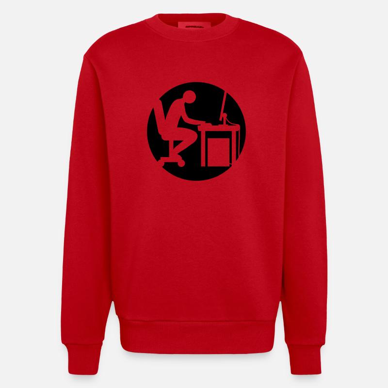 Computer Schreibtisch Nerd Logo - Heavyweight Oversized Organic Crew Neck Made in EU - Rot