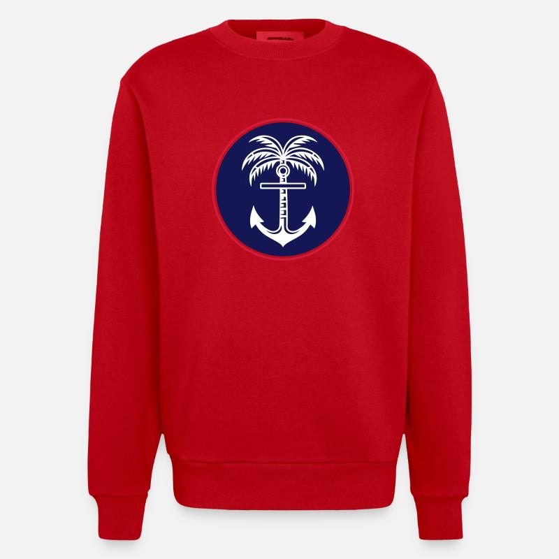 Icône d’ancre de palmier - Sweat bio épais oversize fabriqué en UE - rouge