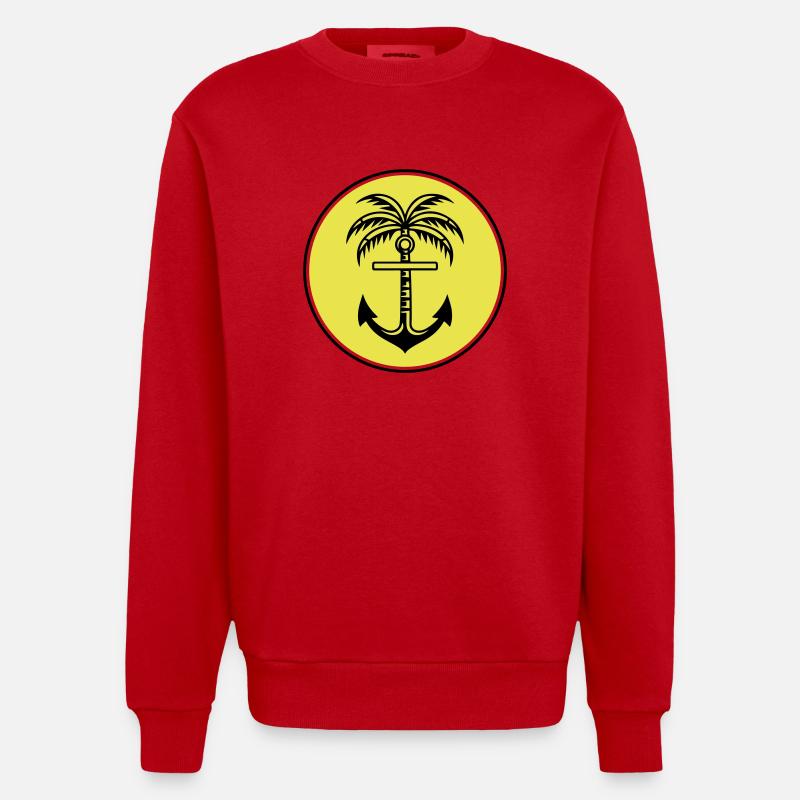 Icône d’ancre de palmier - Sweat bio épais oversize fabriqué en UE - rouge