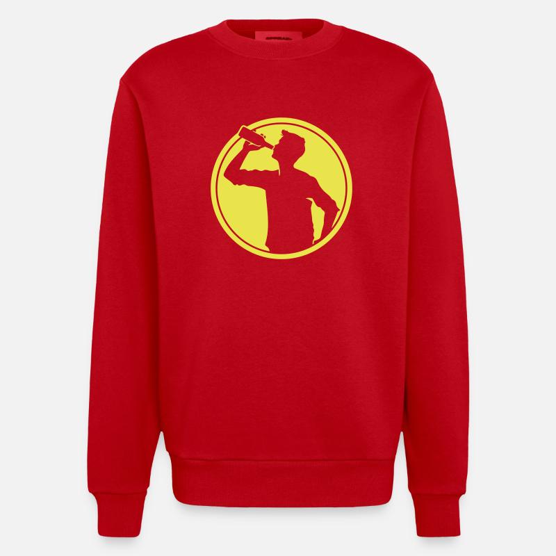 Trinker Bier Silhouette - Heavyweight Oversized Organic Crew Neck Made in EU - Rot
