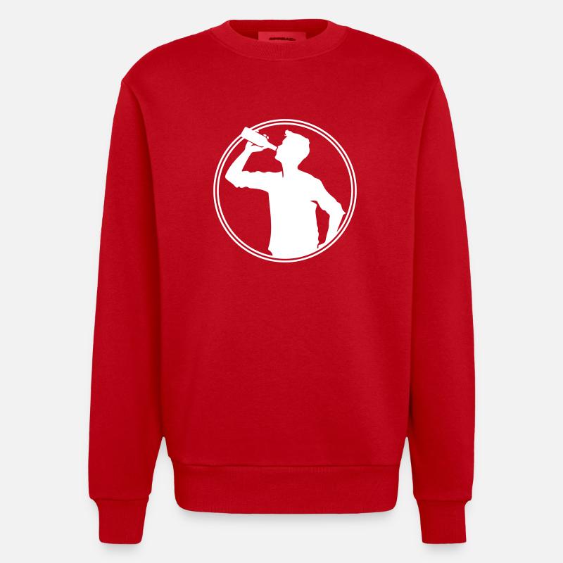 Trinker Bier Silhouette - Heavyweight Oversized Organic Crew Neck Made in EU - Rot