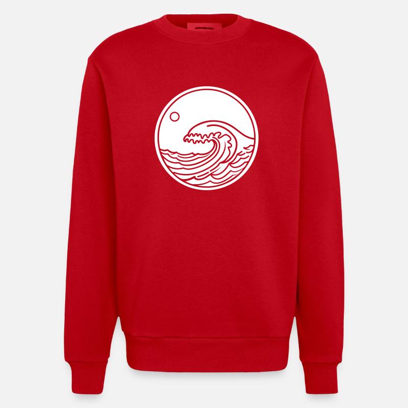 Vague, Mer, Océan, Eau - Sweat bio épais oversize fabriqué en UE - rouge