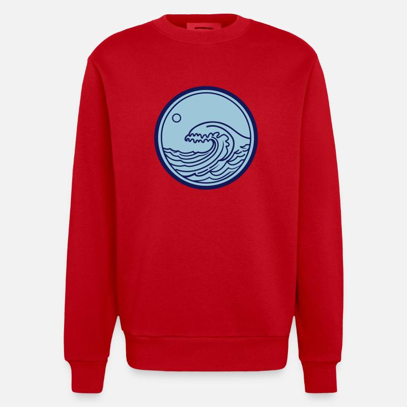 Mer, Océan, Vague, Eau - Sweat bio épais oversize fabriqué en UE - rouge