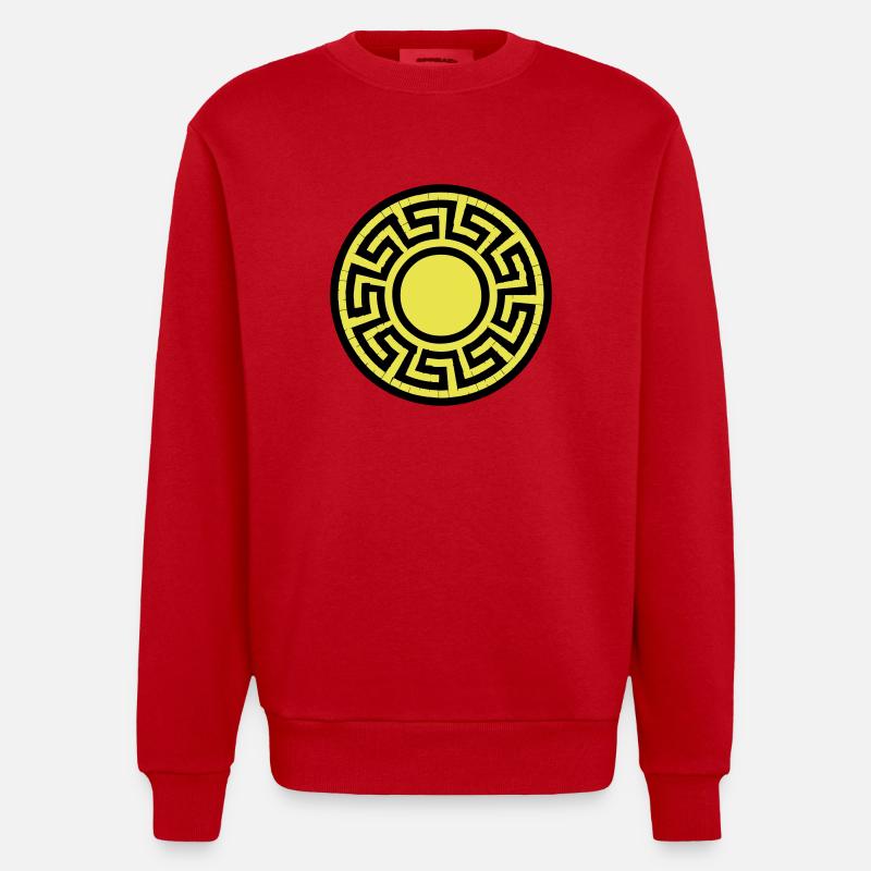 Disk Pattern - Heavyweight Oversized Organic Crew Neck Made in EU - red