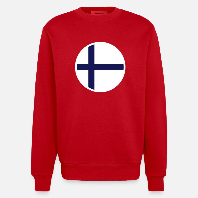 Drapeau de la Finlande Drapeau - Sweat bio épais oversize fabriqué en UE - rouge