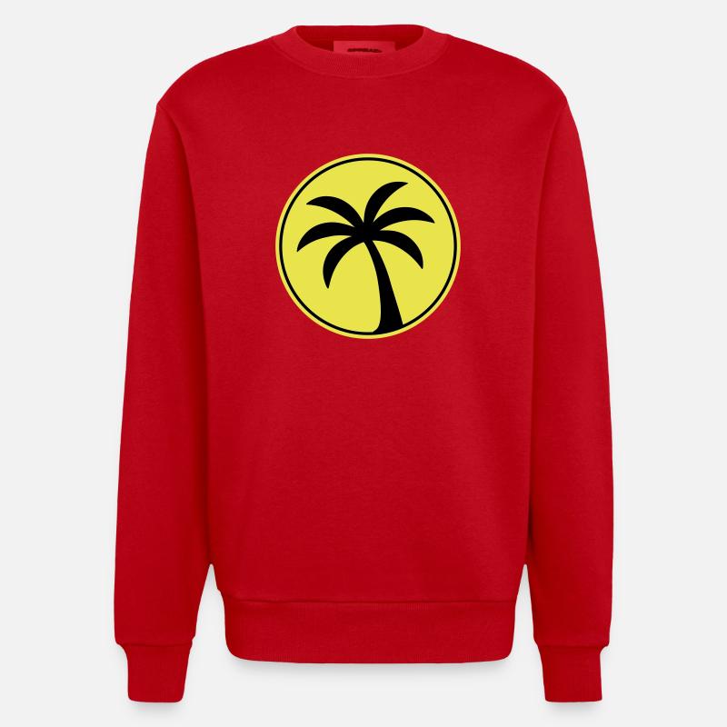 Plage de l’icône de palmier - Sweat bio épais oversize fabriqué en UE - rouge