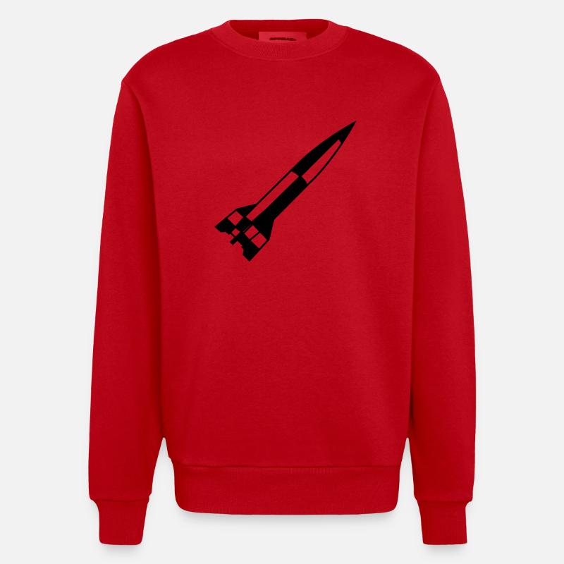 A4 Rakete einfarbig schwarz - Heavyweight Oversized Organic Crew Neck Made in EU - Rot