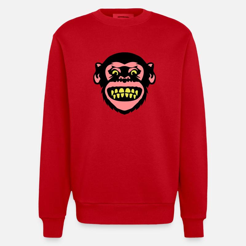 singe grimace monkey 8 - Sweat bio épais oversize fabriqué en UE - rouge