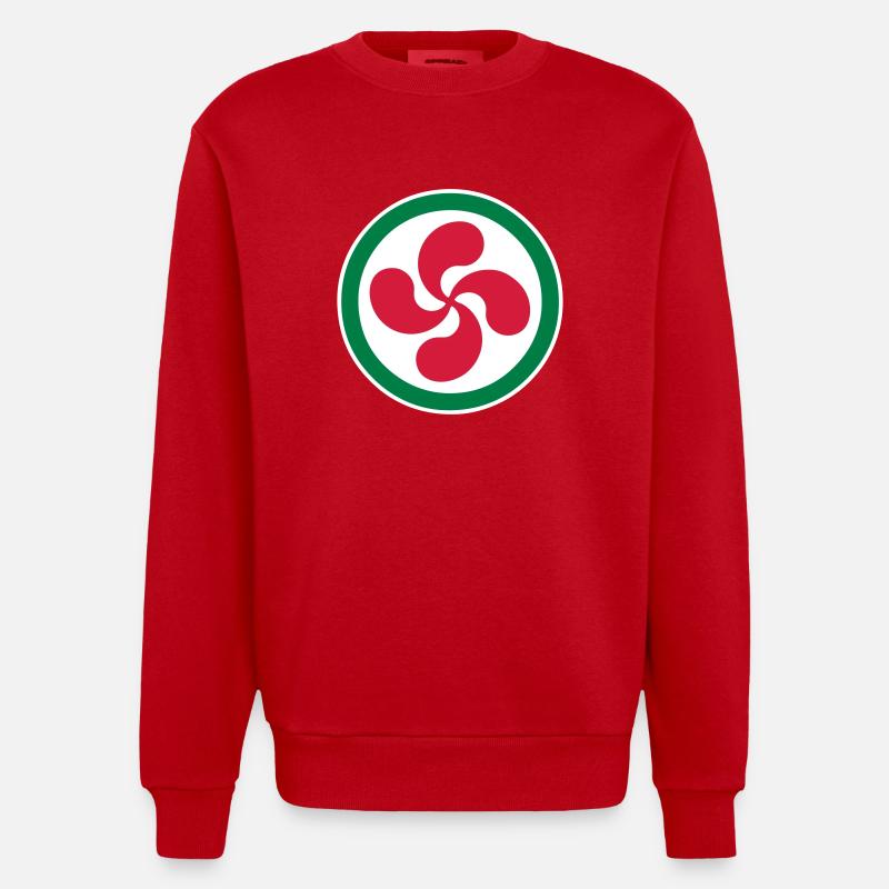 croix basque - lauburu 43 - Sweat bio épais oversize fabriqué en UE - rouge