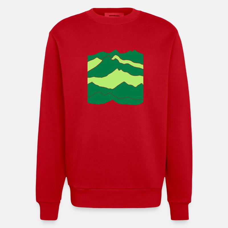 mountains - hill - nature - mount - Heavyweight Oversized Organic Crew Neck Made in EU - red