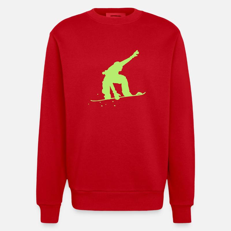 faire du snowboard - Sweat bio épais oversize fabriqué en UE - rouge