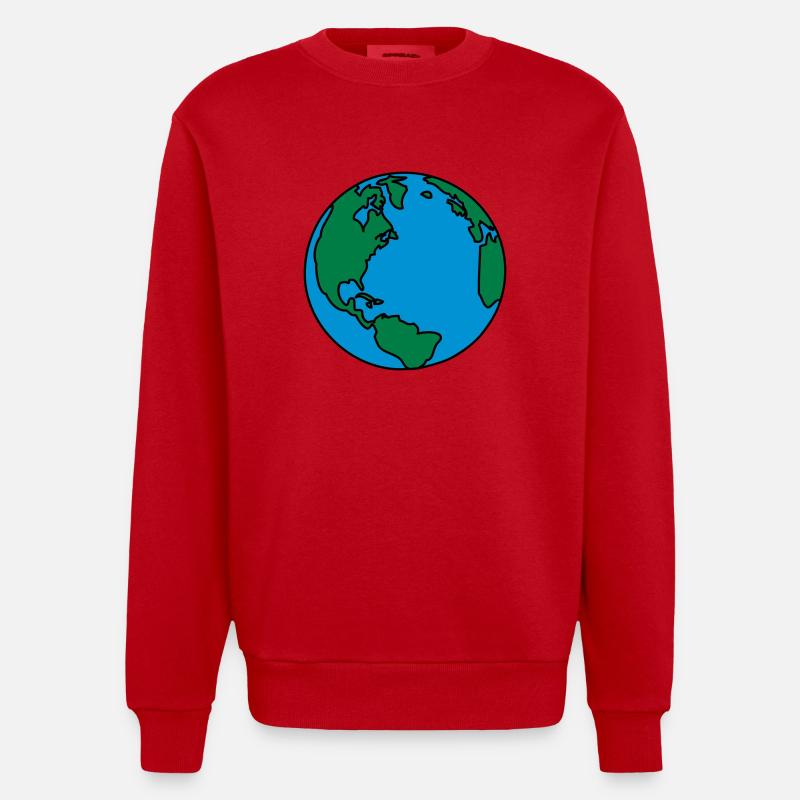 planet_erde_3c - Sweat bio épais oversize fabriqué en UE - rouge