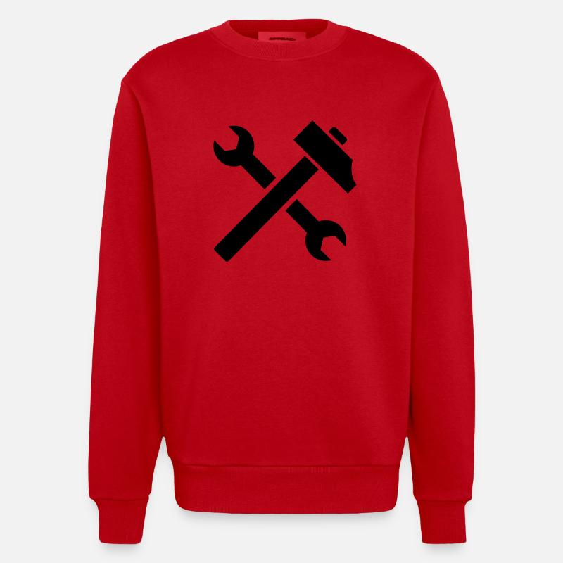 Tools - Heavyweight Oversized Organic Crew Neck Made in EU - red