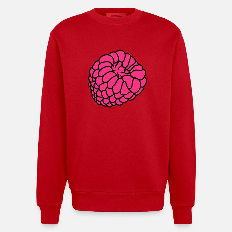 raspberry berries - Heavyweight Oversized Organic Crew Neck Made in EU - red