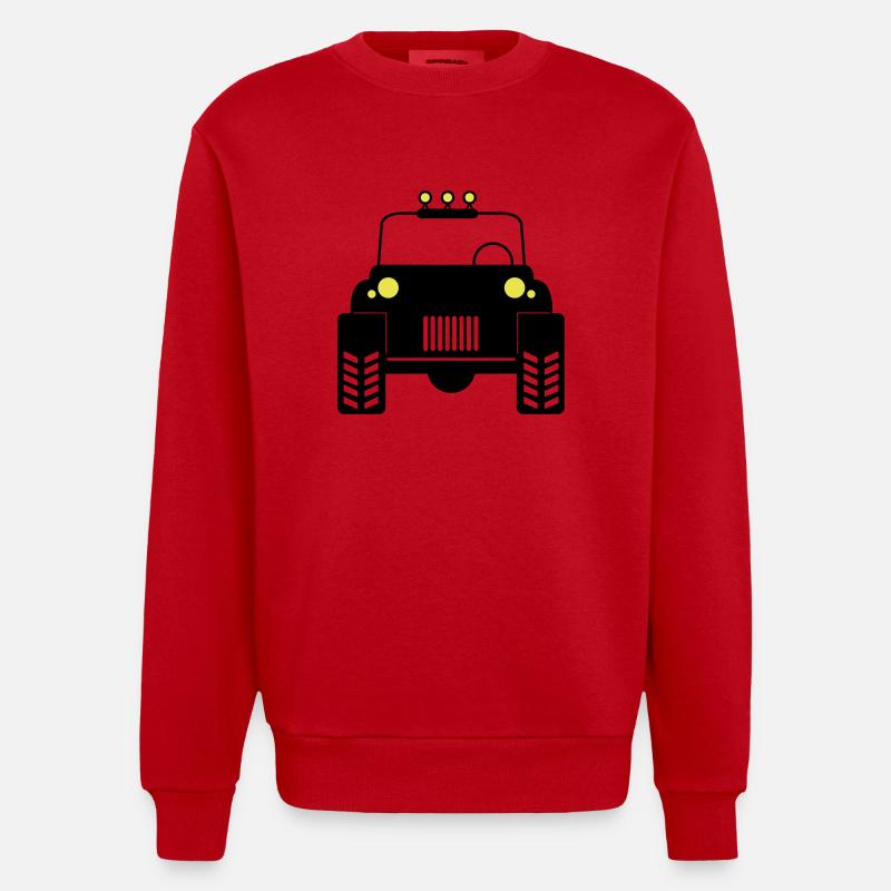 Off-road car 02 - Heavyweight Oversized Organic Crew Neck Made in EU - red