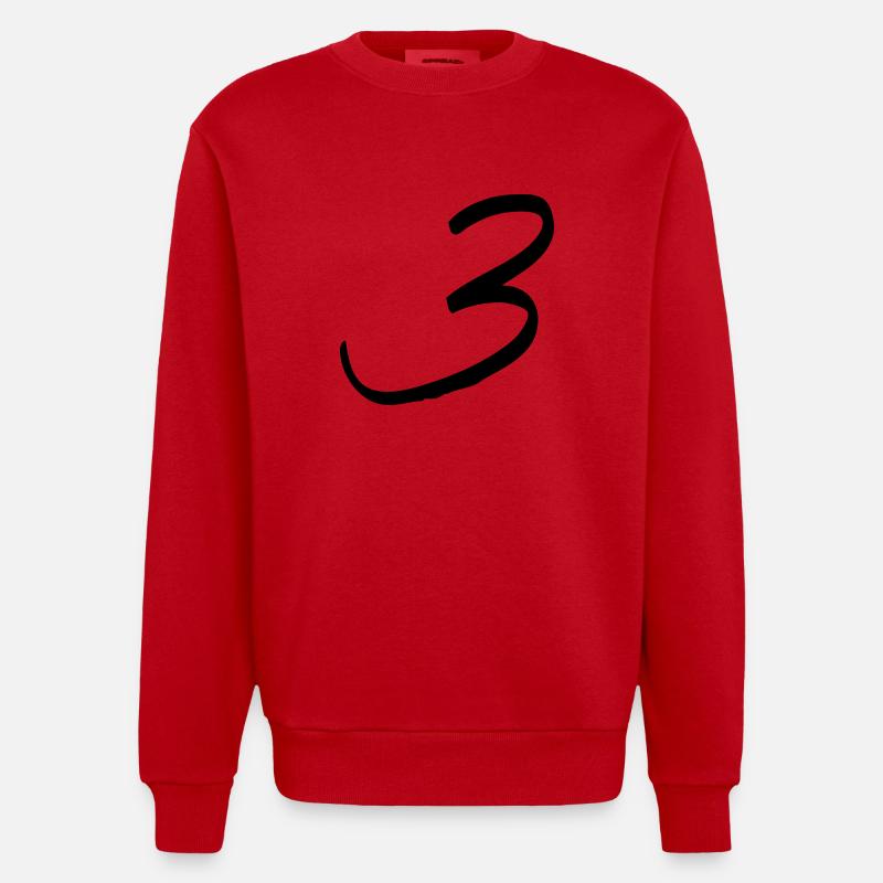 zahl_dani_3 - Heavyweight Oversized Organic Crew Neck Made in EU - Rot