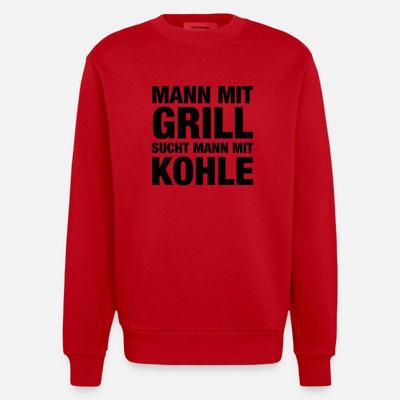 Mann mit Grill sucht - Heavyweight Oversized Organic Crew Neck Made in EU - Rot