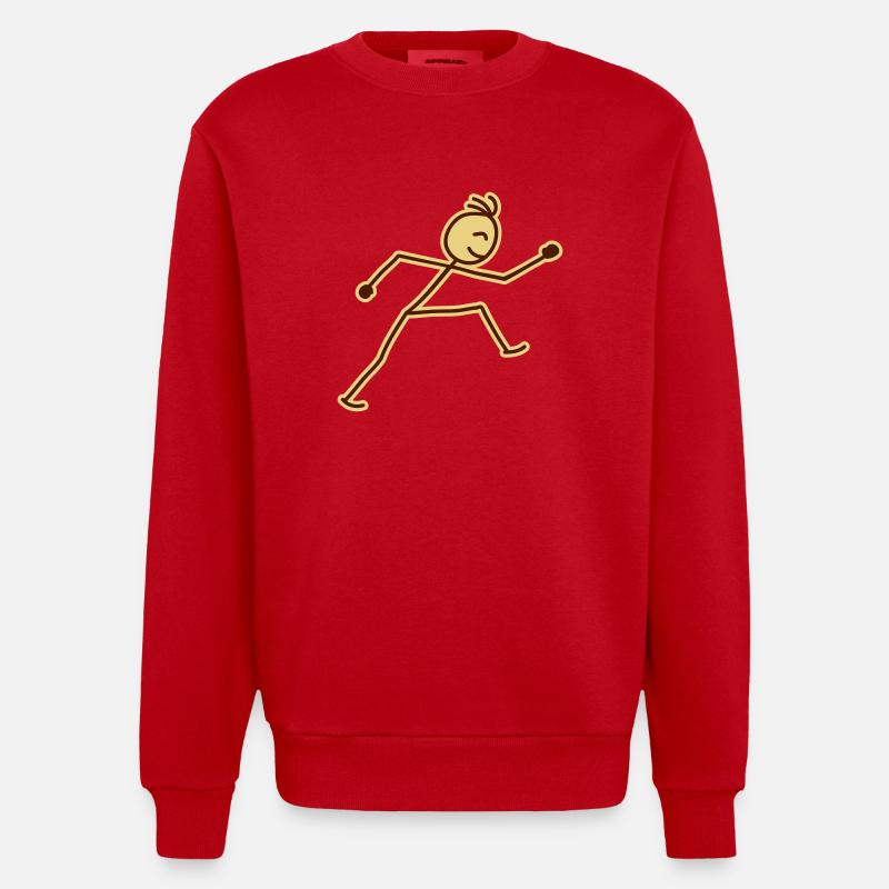 walking_stick_figure_2c - Sweat bio épais oversize fabriqué en UE - rouge