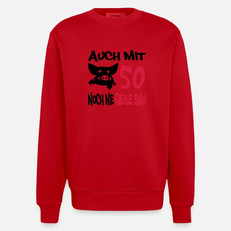 geile_sau_50 - Sweat bio épais oversize fabriqué en UE - rouge