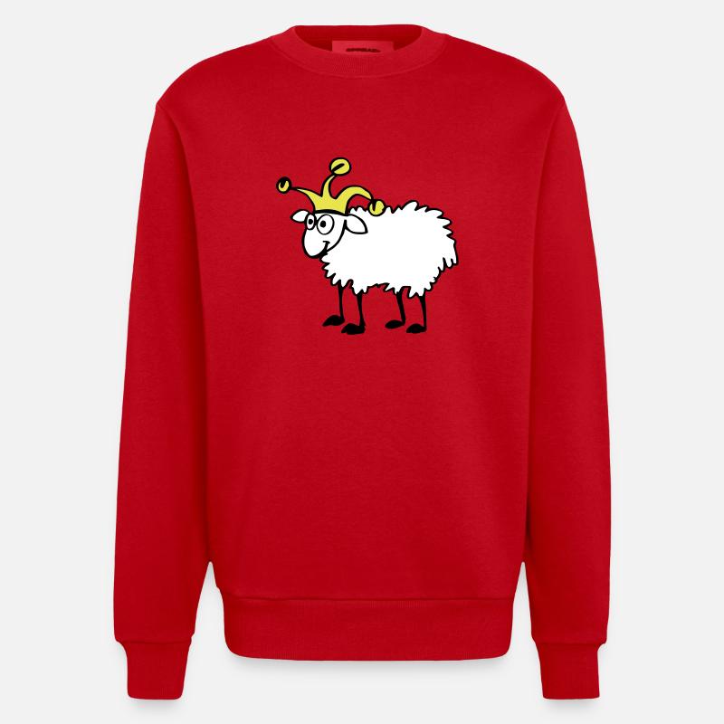 Moutons avec bonnet d'âne - Sweat bio épais oversize fabriqué en UE - rouge