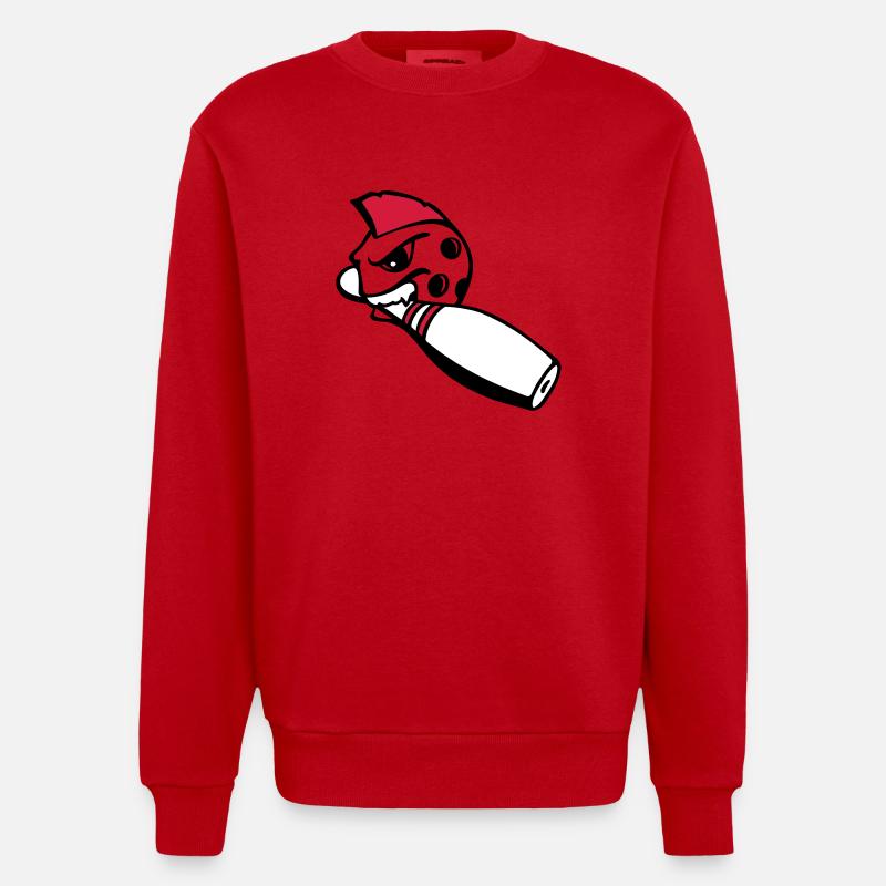 bowlingkugel_mit_pin_3c - Heavyweight Oversized Organic Crew Neck Made in EU - Rot