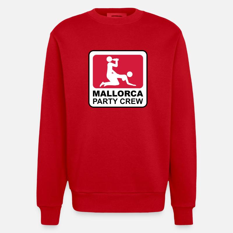Mallorca Sun Logo - Heavyweight Oversized Organic Crew Neck Made in EU - red